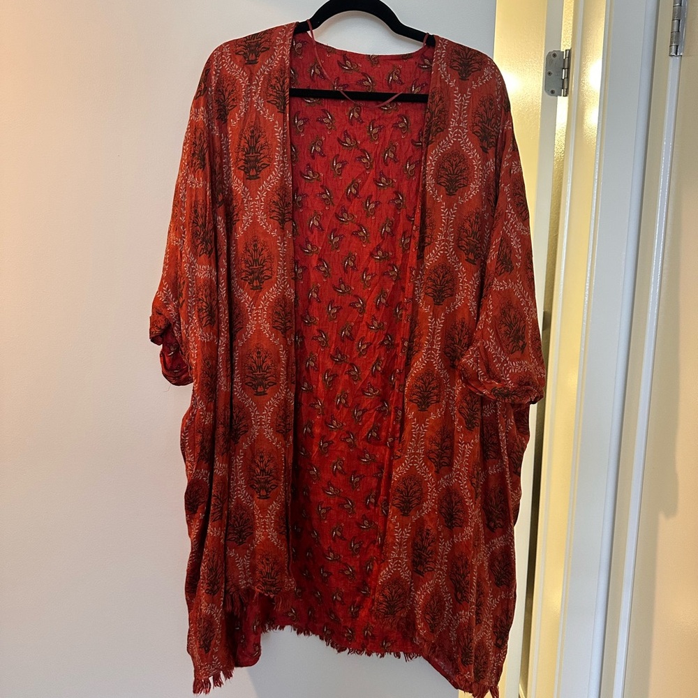 Bohemian Red Kimono Cardigan